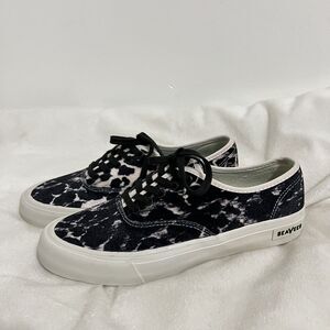 SeaVees for J Crew Shoes Womens Size 9 Black White Velvet Animal Print Sneakers